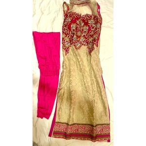 Pink and gold indian suit dress